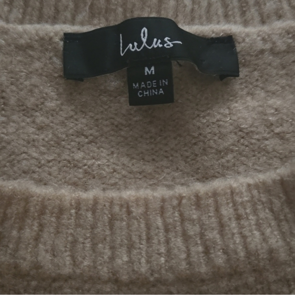 Lulus Nancie Beige And Black Colorblock Sweater - Size M - Picture 3 of 3